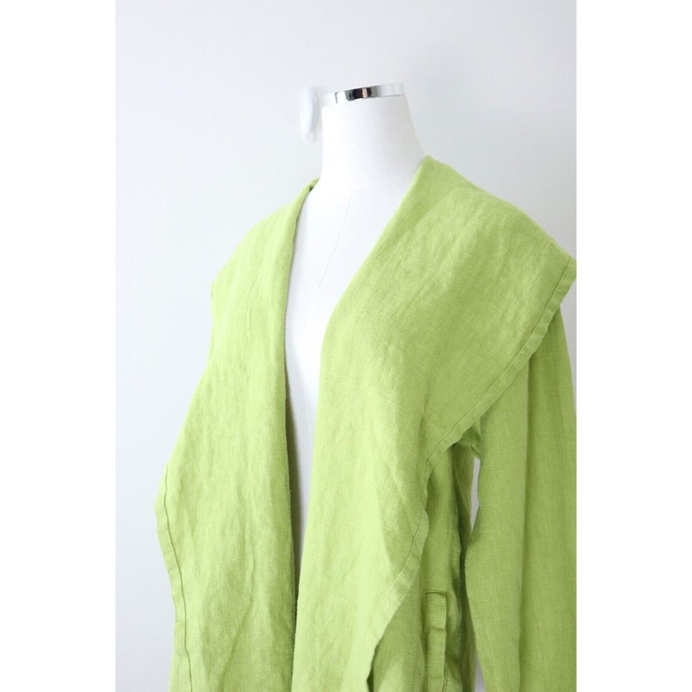 Bryn Walker Size XS Heavy Linen Jacket Drape Front Gooseberry Lime Green - Picture 5 of 14